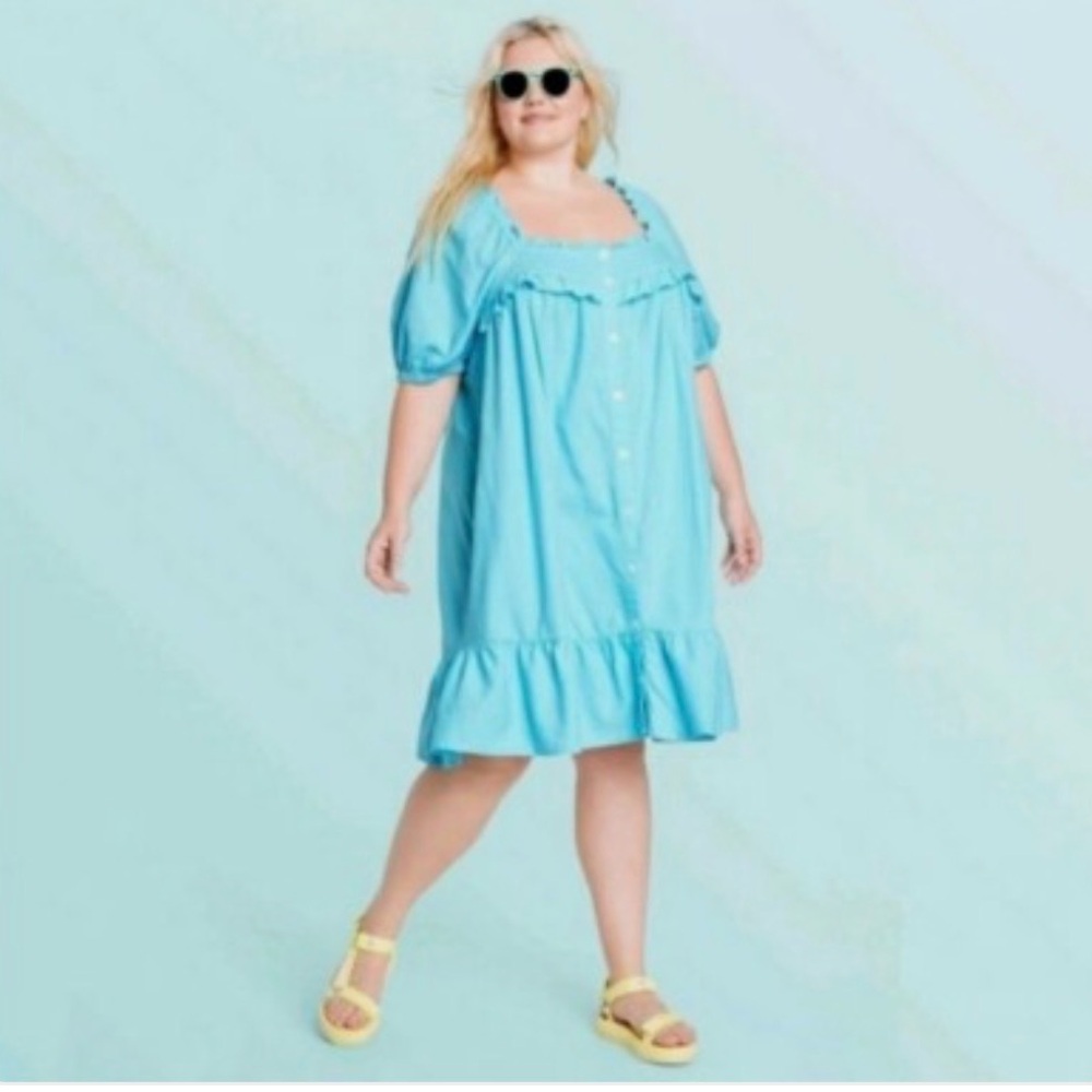 💙 Stoney Clover Lane x Target Aqua Babydoll Puff Sleeve Dress | Size 2X